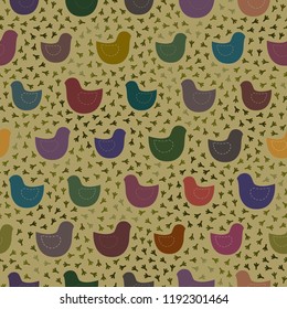 vector seamless pattern with colorful toy birds