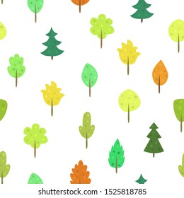 vector seamless pattern with colorful trees on white background. it can be used as Wallpaper, background, print, textile design, notebooks, phone cases, packaging paper, postcard and more.