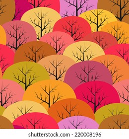 Vector seamless pattern with colorful trees