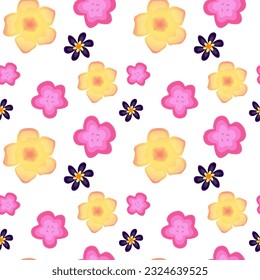 Vector seamless pattern with colorful tropical flowers. Flower background.