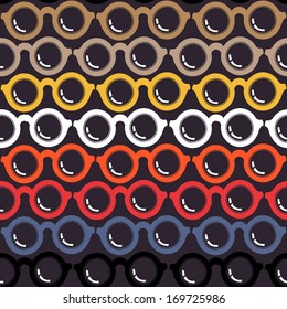 vector seamless pattern with colorful vintage sunglasses