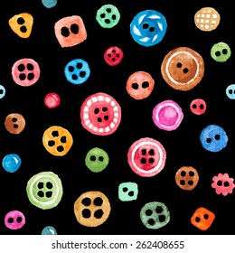 Vector seamless pattern with colorful watercolor buttons