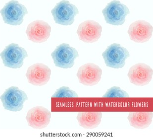 Vector seamless pattern with colorful watercolor flowers