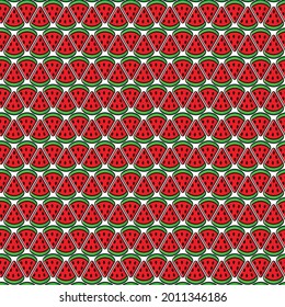 Vector seamless pattern with colorful watermelon slices.
