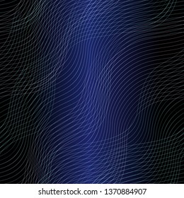 Vector of seamless pattern with colorful wavy lines on blck blue background