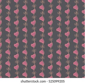 Vector seamless pattern in colors with hearts. Valentines day background.
