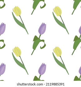 Vector seamless pattern with colors. Tulips.