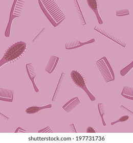 Vector Seamless pattern. Combs on pink.