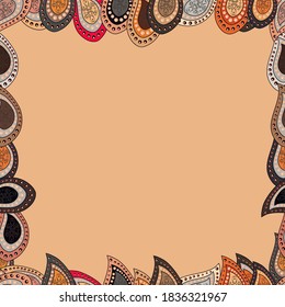 Vector. Seamless pattern. Comic style doodle frame consists of gray, orange and beige border.