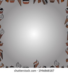 Vector. Seamless pattern. Comic style doodle frame consists of black, orange and white border.