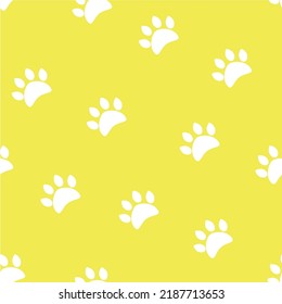 Vector seamless pattern composed with sketches of dog paw