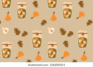 vector seamless pattern with compote and pears