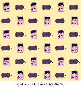 Vector seamless pattern computer disk, mouse, game console