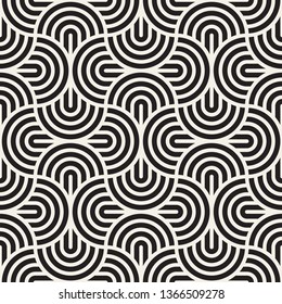 Vector seamless pattern. Concentric bold circles. Geometric striped ornament. Round lines stylish background.