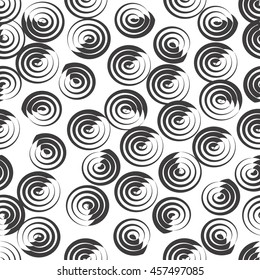 Vector seamless pattern with concentric circles.Modern stylish texture.Black and white
