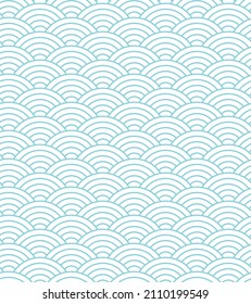 Vector seamless pattern with concentric half circles. Japanese style geometric abstract tiles background.