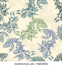 vector seamless pattern with concept  fishes