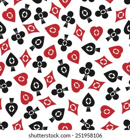Vector seamless pattern of conceptual card suits.