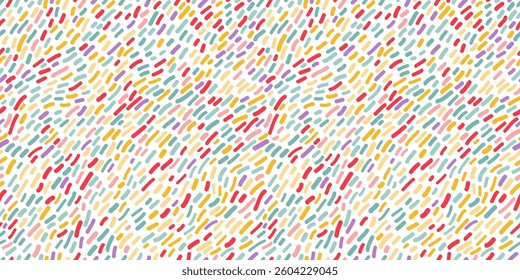 Vector Seamless Pattern with Confetti. Color Birthday Texture. Abstract Fun Bg Design for Carnivals and Parties. Simple Candy Graphic Print