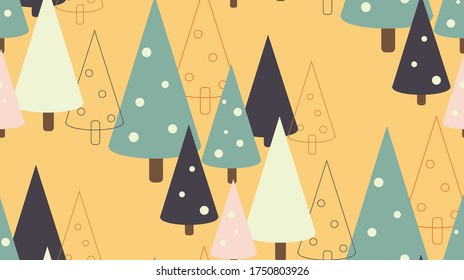 Vector seamless pattern with conic trees.