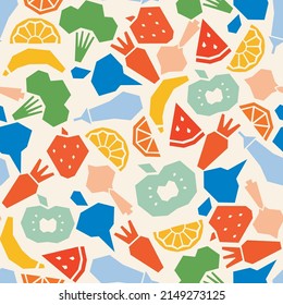 Vector Seamless pattern consist of vegetables and fruits. Vector illustration
