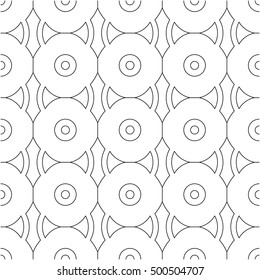 Vector Seamless Pattern consisting of geometric tiles in Black&White. Repeating geometric background. 