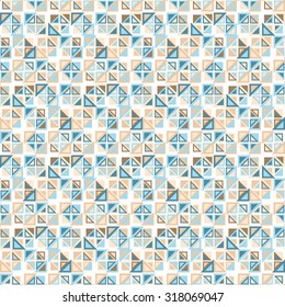 Vector seamless pattern. Consists of geometric elements on a white background. The elements have a triangular shape and different color.