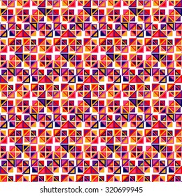 Vector seamless pattern. Consists of geometric elements on a white background. The elements have a triangular shape and different color.