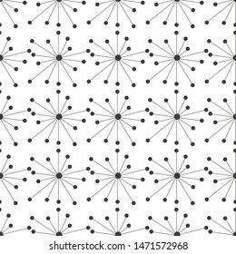 Vector seamless pattern with constellation on white background. Repeating backdrop of space, galaxy. Molecular structure background. Endless trendy design for wallpapers, textiles.