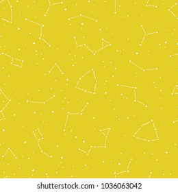 Vector seamless pattern with constellations. Part of big collection of illustrations for kids nursery. Can be used for fabric, children fashion and bedding, wallpaper, packaging and stationery.