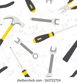 Vector seamless pattern with construction working tools 