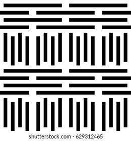 Vector seamless pattern. Contemporary background, figurative design with striped alternating black white lines. Backdrop, texture with mechanical geometry. Structural industrial tile, lattice, grille