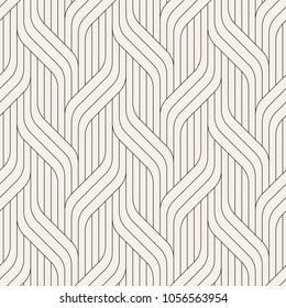 Vector seamless pattern. Contemporary stylish texture. Geometric striped ornament. Monochrome linear braids.