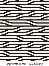 Vector seamless pattern. Contemporary stylish texture. Geometric striped ornament. Monochrome bold wavy stripes.