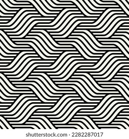 Vector seamless pattern. Contemporary stylish texture. Geometric striped ornament. Monochrome linear bold braids.
