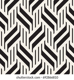 Vector seamless pattern. Contemporary stylish texture. Geometric striped ornament. Monochrome bold striped braids.