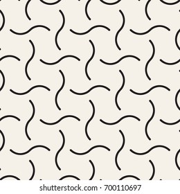 Vector seamless pattern. Contemporary stylish texture. Geometric striped ornament. Monochrome simple worms.