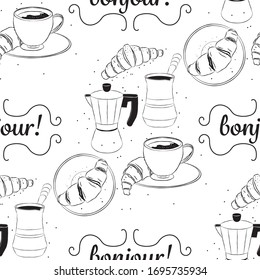Vector seamless pattern with contour baking on dark background