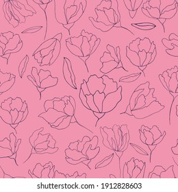 vector seamless pattern contour flower buds