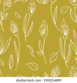 vector seamless pattern contour flowers