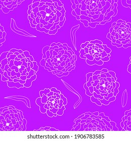 vector seamless pattern contour flowers on colored background