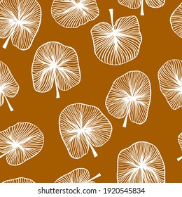 vector seamless pattern contour leaves and herbs on a contrasting background