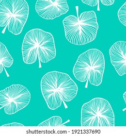 vector seamless pattern contour leaves and herbs on a contrasting background
