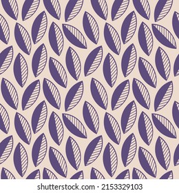 Vector seamless pattern. Contour leaves background. Graphic leaf vector illustration. Minimal floral wallpaper. Botanical geometric texture backdrop. Template for print, design, banner or card.