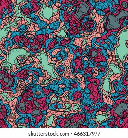 Vector seamless pattern of contoured intersecting organic shapes