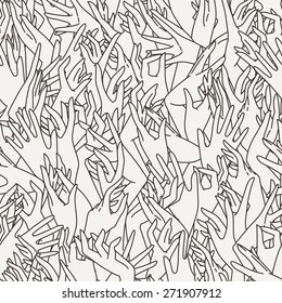 Vector seamless pattern of contrasting graceful female hands intertwined