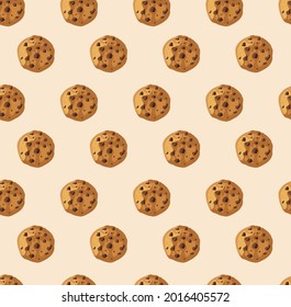 Vector Seamless Pattern with Cookies, Colorful Background Template.