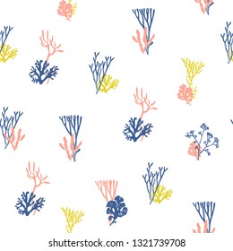 Vector seamless pattern - Corals and algae for printing, fabric, textile