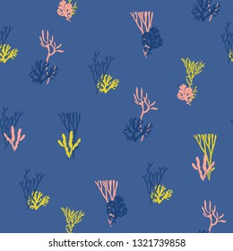 Vector seamless pattern - Corals and algae for printing, fabric, textile