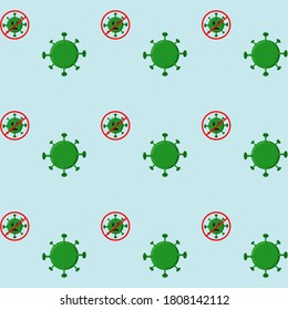 Patrón vectorial sin fisuras del virus de la corona. Perfecto para el fondo, banner, sitio web